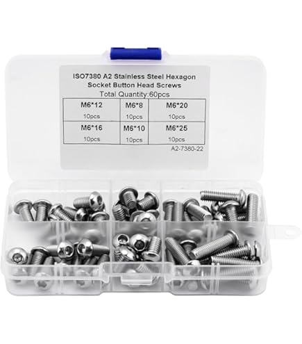 280 stuks M6 schroevenset, lenskop, binnenzeskantschroeven, moeren, set lenskopschroeven met moeren, machineschroeven, assortiment schroefdraadschroeven en moeren met sluitringen