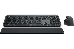 Logitech MX Keys S COMBO - Performance Wireless Keyboard and Mouse with Palm Rest, Customisable Illumination, Fast Scrolling, Bluetooth, USB C, Windows, Linux, Chrome, Mac, QWERTY UK Layout, Graphite