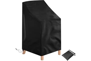 Votoko Funda para Sillas Apilables de Jardin, 210D Oxford Impermeable Funda Sillas Exterior, Anti Viento, Anti UV Funda Protectora Sillas Exterior Terraza con Salidas de Aire - 64x64x70/120cm