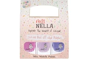 ‎MISS NELLA Miss Nella PURPLE UNICORN-Peel Off, geruchsneutral, Wasserbasis & Safe für Kinder Nagellack-Pack 3- Sweet Lavender (glitter), Butterfly Wings (glitter) & Little Poppet