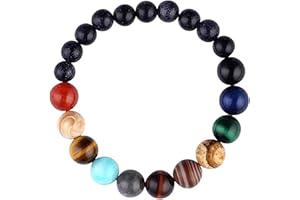 AidShunn Système Solaire Bracelet Pierre Naturelle Univers Perlé Galaxie Huit Planète Thème Série Bijoux pour Hommes Femmes Garçons Filles Enfants Adolescent