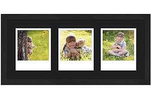 WANDStyle Rahmen für Polaroid-Bilder Serie H950 schwarz gemasert Normalglas inkl. Passepartout schwarz für 3 Polaroids