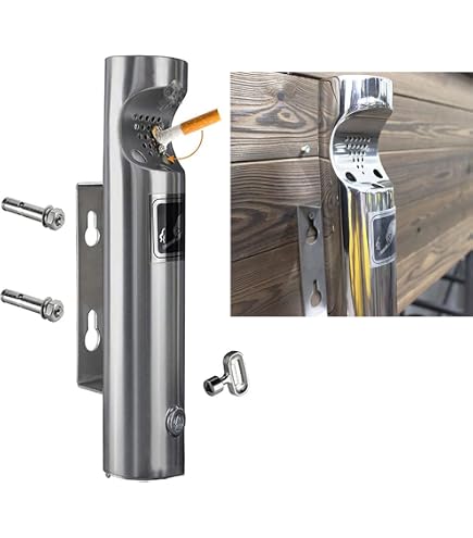 Posacenere Da Parete Mini In Acciaio Inox – 19x11x9,8 Cm, Per Esterno E Interno, Con Apertura A Cerniera, Per Bar E Ristoranti