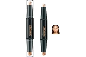ZOEYSHINE 2-in-1 Dual-Ended Contour Stick – Lightweight Waterproof Highlight & Shadow Stick for Sculpting, Nose Slimming, Jawline & Cheekbone Definition, Long-Lasting Blend Finish (01#Soft Nude + Deep Coffee)