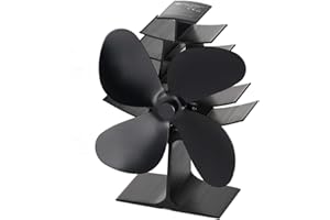 The Three Musketeers Stove Fan, 4 Blade Wood Stove Fans Log Burner Fan,Silent Eco Friendly Heat Powered Fireplace Fan for Log Burner Fireplace(Black)