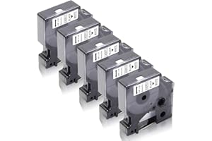 5x XemaX Compatible para D1 Cinta de Etiquetas 9mm x 7m D1 40913 S0720680 Negro sobre Blanco para Etiquetadora Label Manager 160 360D 210D 220P 280 PnP 420P 500TS Label Point 100 150 300 350