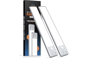 BLS Under Cabinet Lights, 40 LED Closet Lights, Battery Operated Lights, Motion Sensor Lights Indoor, 1800mAH Wireless USB C Rechargeable Night Light with Magnetic Strip for Wardrobe, Kitchen-2 Packs