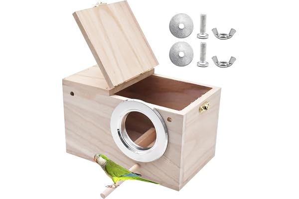 Qixuer 1 Pièces Bird House Elevage Boîte, Boîte de Nids d'oiseaux en Bois Boîte de Nids d'oiseaux pour Perruches Calopsittes Boîte de Cage de Volière pour Conake Perch Inséparables Cockatiel