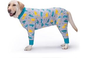 Yeapeeto Dog Onesie, Recovery Suit, for Large and Medium Dogs, Pyjamas, Full Body for Hair Loss, Allergies, Anti-Licking, Wound Protection, Cone Alternative (3XL, Dinosaur)