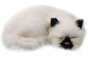 HAHHHHA Adorno de Gato de simulación para Oficina, hogar, niños, bebé, bebé, Gato, Piel Artificial, Fondo de Selfie, Realista, Vida dormida, Gato, simulación, Gato, Regalo, Adorno de fotografía, Blanco