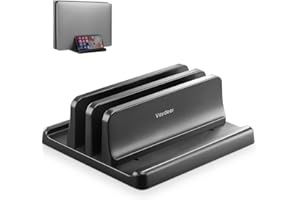 VAYDEER Vertical Laptop Stand, Double Adjustable 2 Slots Upright Laptop Storage Holder for Desk Rack Space-Saving for MacBook/iPad/Chromebook/Dell/iPad/Tablet Up to 17.3“ -Black