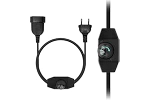 KSIBNW Regulador Intensidad LED con Interruptor, 2M Dimmer Regulador de Intensidad 220-240V Sin Niveles EURO Enchufe Cable de Alimentación Extensión Rotativo Interruptor Silencioso para Lámparas LED