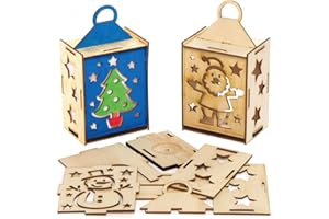 Baker Ross AX557 Lanternes en Bois de Noel - Lot de 3, Fabriquez votre Propre Lanterne de Noël, Décorations en Bois, Activités et Loisirs Creatifs pour les Enfants