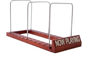 JETAINE Vinyl Record Stand Now Playing, Display 50 LP Albums DVDs CDs, Vinyl Record Storage Holder Now Spinning lp Storage Boxes Shelf Case Cabinet Rack Organizer for Modern Home Office Desktop Decor