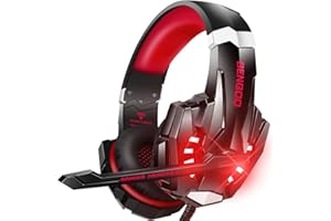 BENGOO Stereo Pro Gaming-Headset für PS4, PC, Xbox One Controller, Geräuschunterdrückung, Over-Ear-Kopfhörer mit Mikrofon, LED-Licht, Bass-Surround, weiche Memory-Ohrenschützer für Laptop, Mac, Wii,