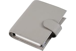 Moterm Kieszonkowy planer z regularnymi pierścieniami – organizer z prawdziwej skóry (szary żwir, pierścień 19 mm)