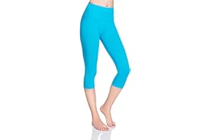 MITAAMI High Waisted 3/4 Lenght Cropped Cotton Pants - Non See Through Capri Leggings Tummy Control Panel Active Pants - Casual Stretchy Sport Gym Yoga Leggings
