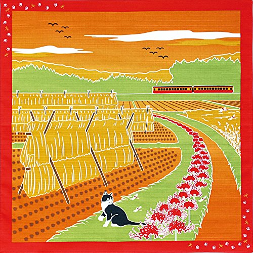 Furoshiki Japanese Wrapping Cloth Towel 50x50cm (Cat Lycoris October)