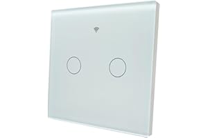 LED ATOMANT Interruptor de Cristal Inteligente Wifi 2 Vias, Sin Cable Neutro, Pulsador de pared, Control Mediante APP Smart L