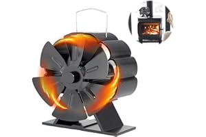 BestYiJo Log Burner Fan 6 Blades Stove Fan Silent Operation Fan for Wood Burning Stove, Woodburner Stove Fans for Wood/Log Burner, Mini Wood Burner Fans Heat Powered, Fireplace Accessories Tools