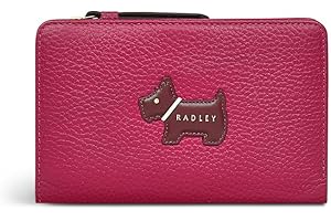 RADLEY London Loyal Medium Bifold Purse for Women in Dark Rose Grained Leather, Press Stud Fastened Purse with 10 Interior Card Slots
