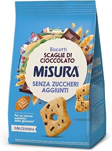 Misura Fibrextra Biscotti Integrali con Gocce di Cioccolato Fondente | Ricchi di Fibre | Farina Integrale da Filiera Italiana | Confezione in Carta Certificata FSC | 6 Porzioni da 6 Biscotti.