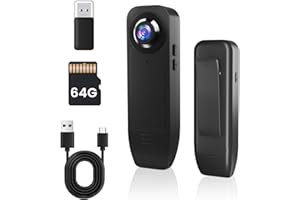 Bextgoo Bodycam Körperkamera Mini, 1080P Mini Kamera ohne WLAN Tragbar mit 64 GB TF Karte, Kleine Körperkamera 1000 mAh Lange Akkulaufzeit Nachtsicht Bewegungserkennung