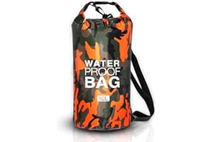 JSRHEEM Borsa Impermeabile, Dry Bag 10L 20L 30L con Tracolla Regolabile, Sacca Stagna per Kayak, Rafting, Nuoto, Canottaggio, Canoa, Spiaggia, Sport Acquatici (arancione mimetico, 10 litri)