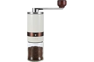 Vucchini Manual Coffee Grinder with External Adjustable Coarseness Milky White Stainless Steel Ceramic Conical Burr Portable Mill for Home Office Travelling