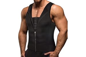 Memoryee Hombre Sauna Chaleco Deportivo Neopreno Entrenamiento Body Shaper Traje Entrenador Cintura Fitness Cremallera Camiseta Sin Mangas