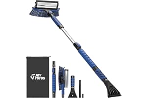 ‎JOYTUTUS JOYTUTUS Eiskratzer Auto mit Besen 5 in1, 105CM Lang Ausziehbare Auto Schneebesen mit Eiskratezer, 270° Verstellbare Auto Schneebürste, Eiskratzer Teleskop für Auto SUV Truck LKW,Fenster,Boden(Blau)