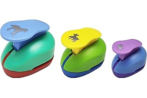 VSREI Creative Paper Punch, punzonatura a mano di animali con fori di fantasia per progetti di bricolage, Scrapbooking Card making (Pony, Deer, Duckling), dimensioni 23MM/13MM/8MM,colore casuale