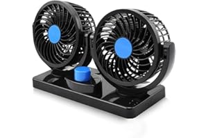 Stock Líder-Ventilador De Coche, 4 Inch Doble Cabezal Refrigerantes De 5V Ventilador Giratorio De 360° De Bajo & 2 Velocidades Rruido Aire De Refrigeración Veraniego