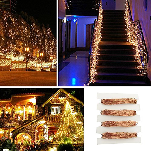 Solar Lichterkette,LED Kupfer Lichterkette, ALED LIGHT 200 LED 20 Meter Lichterkette Wasserfest String Beleuchtung Ambiente für Außen Landschaft, Terrasse, Garten, Schlafzimmer, Camping, Weihnachtsfest, Hochzeit [Energieklasse A+] (Warmweiß) - 6