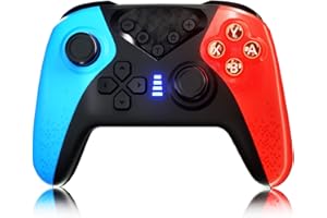 YUYIU Switch Pro Controller Gamepad Remote Joystick per Nintendo Switch/Switch Lite/Switch OLED, Dual Vibration Turbo con cavo di ricarica (Blu Rosso)