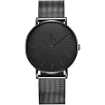 Alienwork IK All-Black Orologio Uomo Donna Nero Cinturino in Maglia Metallo Ultra-sottile
