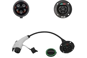 K.H.O.N.S. Adaptador EV Tipo 2 a Tipo 1 32A Cable de Carga para Tipo 1 Vehículos Eléctricos, Tipo 1 (Hembra) a Macho Tipo 2 (Macho), J1772 a IEC62196 TUV Cable, 0.5M Cable (Negro)