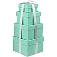 Briful Gift Box with Lid Square Paper Jewelry Gift Boxes Small Storage Box, Set of 4 Assorted Sizes, Suitable for Gifts, Bridesmaids, Chocolate, Cupcake, Crafting, Toys, Gift Packaging Box - Cyan