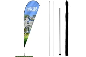 Anley Teardrop Feather Flagpole Set – Zusammengebautes Flutter Banner Pole Set mit Tragetasche – Passend für 2,5 ft x 5,5 ft Feather Flags (nicht im Lieferumfang enthalten) – nur Fahnenmast