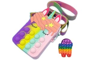 BUYVERSE Bolso bandolera infantil de silicona con burbujas antiestrés para niñas