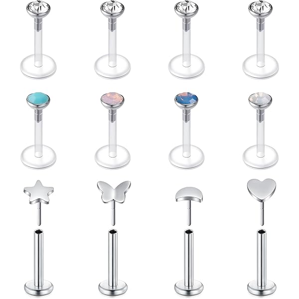 FECTAS Lot de 20 piercings en acrylique pour lèvre et labret