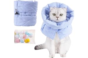 SUYUKU Collare elisabettiano regolabile per gatti e gatti, morbido, protezione per il collo, per gatti, gattini, cuccioli, caldo e confortevole, previene i morsi di leccare e proteggere (azzurro, M)