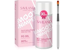 Saviland Kit de solución deslizante – 90 ml de gel de poli para uñas, solución líquida transparente, herramientas antiadherentes con cepillo de arte de uñas, kit de iniciación para uñas de extensión