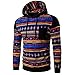 Produktbild Herren Hoodies, Hansee Herren Bohemia Retro Kapuzenpullover Geometric Printed Langarm Hoodie Mantel (Schwarz)