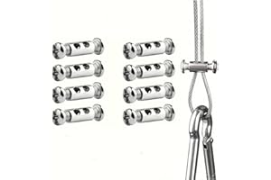 DREAM AURORA 8 Pieces Wire Rope Grips,Wire Rope Clips for 1-2 mm Diameter,Wire Rope and Cable Wire Rope Clamp with End Screw Stopper I Shaped Wire Rope Lock,Aluminum Crimping Loop Sleeve Replacement