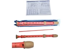 UK MUSIC SUPPLIES Recorder Soprano Baroque style ABS Series Plastic by Zest in Pink and Ivory