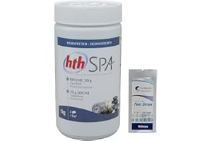 HEXAGON PISCINE ET SPA HTH Spa Brome Pastilles 20g - 1kg | Brome Lent - Désinfection Régulière - Dissolution Lente + 10 Tests HPS OFFERTS 6 en 1