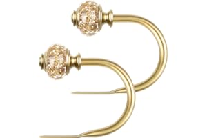 USFOOK 2 Pack Gold Curtain Tie Backs Hook, Decorative Curtain Holdbacks, U-Shaped Wall Mounted Curtain Tieback, Curtain Hooks Holders For Hanging Curtains Other Items