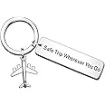 QMVMV Safe Travels Keyring Safe Travels Gifts Aviation Gift Flight Attendant Flight School Graduation Gifts Pilot Traveler Gifts Travel Keyring for Family Friend Couple Gifts