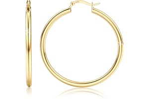 MILACOLATO Damskie duże kolczyki koła, hipoalergiczne srebro próby 925, 4 mm grube kolczyki koła duże puste rurki 14K pozłacane kolczyki koła biżuteria 40/50/60 mm